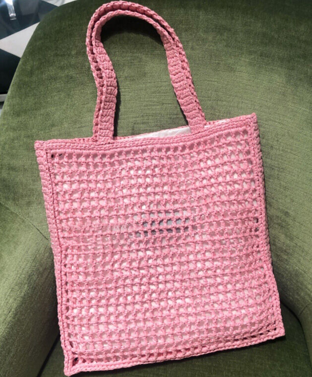 Prada Raffia Tote Bag 1BG393 Pink