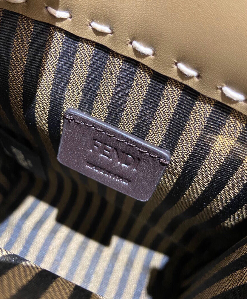 Fendi Mini Sunshine Shopper Leather And Elaphe Bag 8BS051 Khaki
