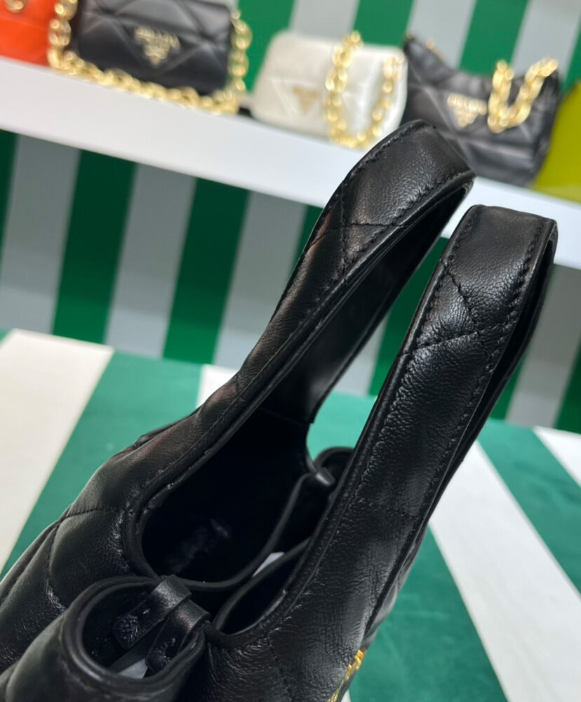 Prada Small Nappa-leather Tote Bag With Topstitching 1BG451 Black