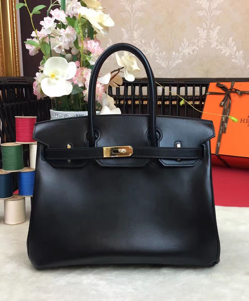 Hermes Birkin bag 30 Box calf leather Black