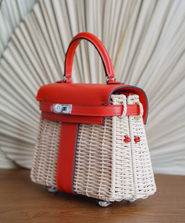 Hermes Kelly Picnic Mini Osier / Swift Vert Verone Red