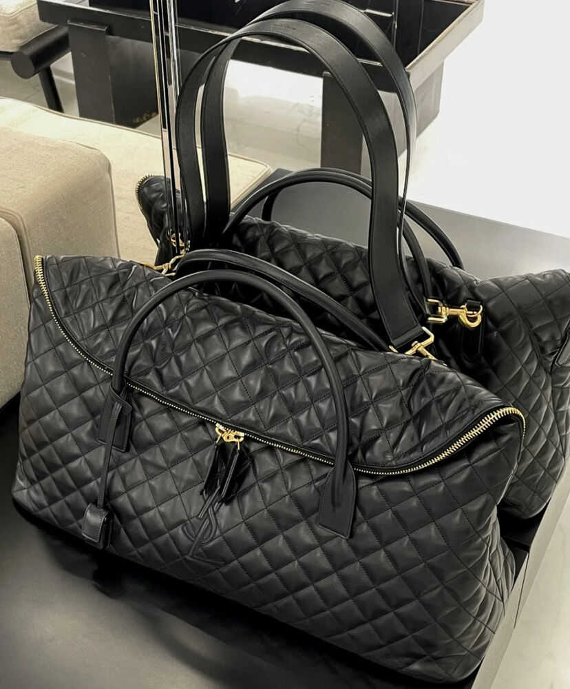 Saint Laurent Es Giant Travel Bag In Quilted Leather Black