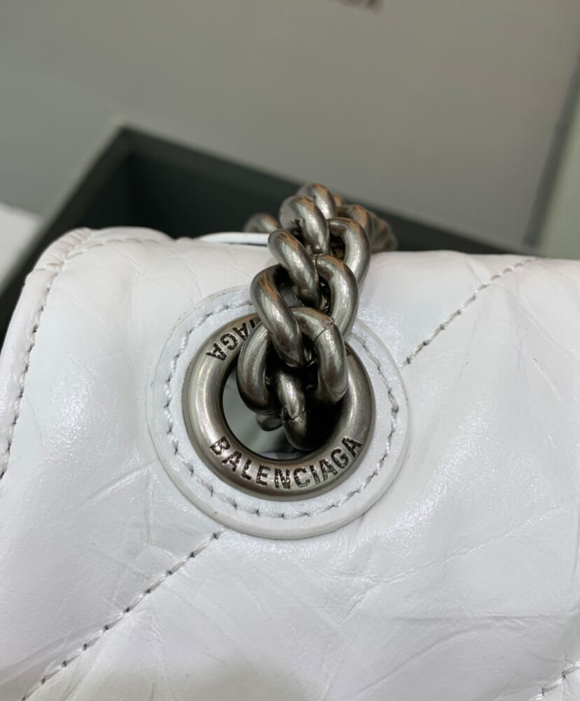 Balenciaga Crush Medium Chain Bag Quilted Cream