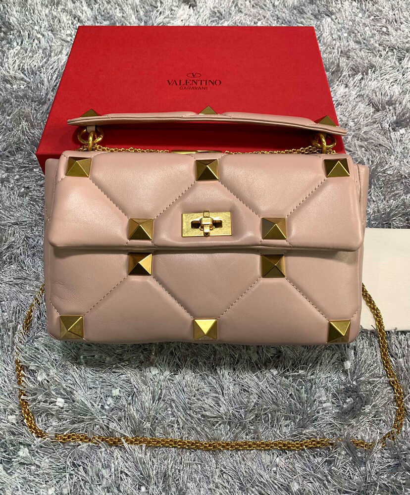 Valentino Garavani Roman Stud Nappa Chain Bag Pink