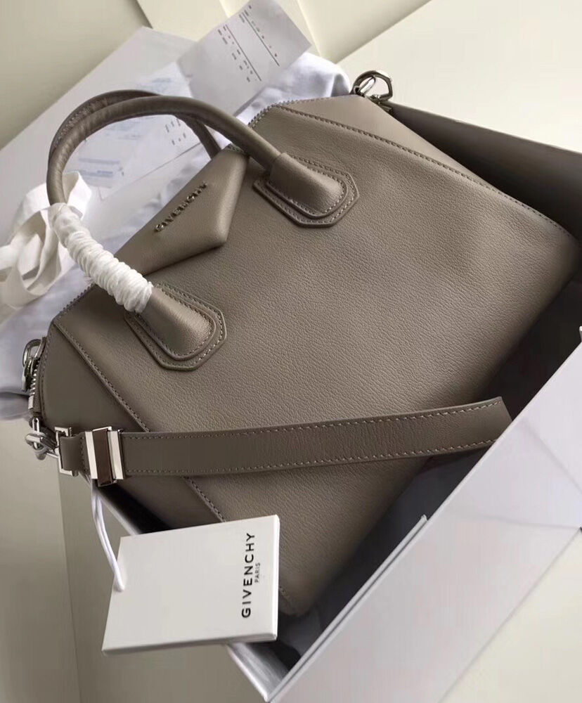 Givenchy Antigona Leather Large Duffel Light Gray