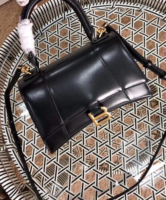 Balenciaga Hourglass Small Top Handle Bag Black
