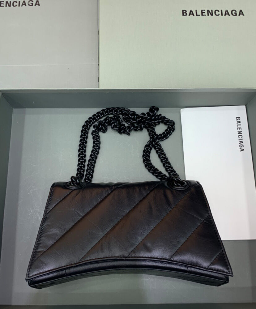 Balenciaga Crush Small Chain Bag Quilted Black