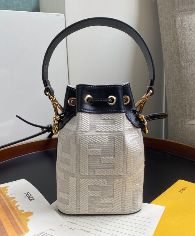 Fendi Mon Tresor Canvas Mini Bag 8BS010 Cream