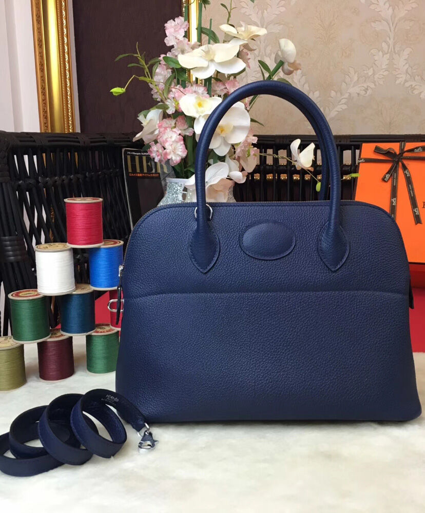Hermes Bolide 31 Togo Leather Dark Blue