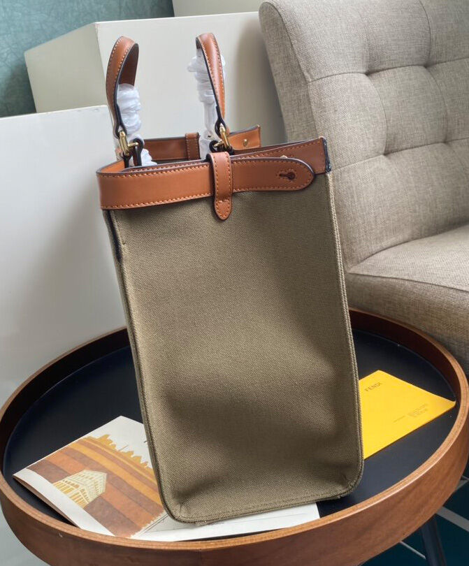 Fendi Peekaboo X-tote Canvas bag 8BH374 Khaki