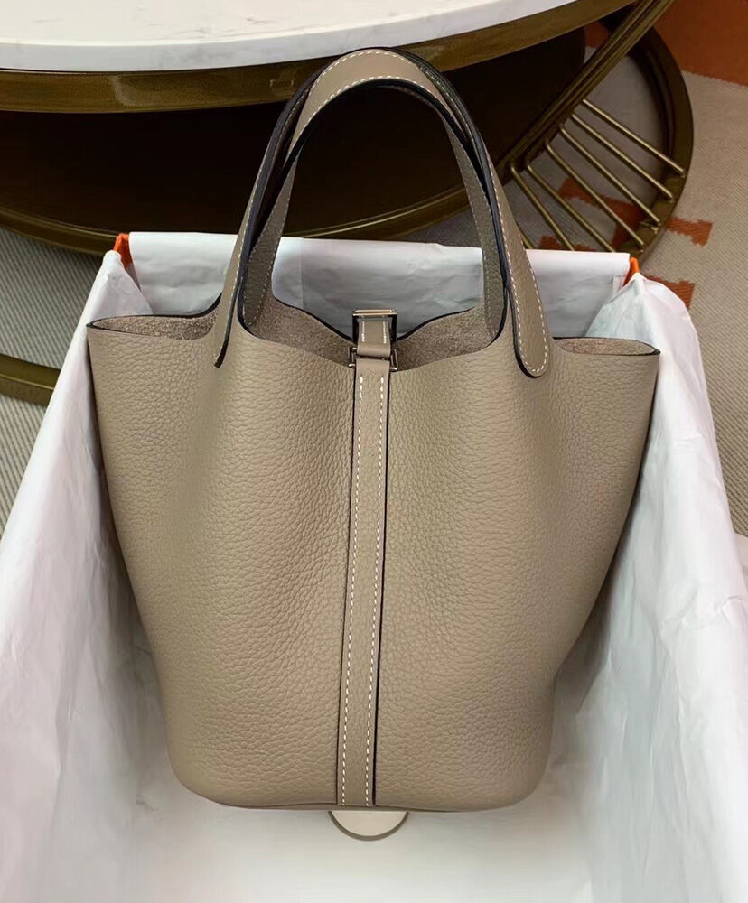 Hermes Picotin Lock Togo Bag 18cm Gray