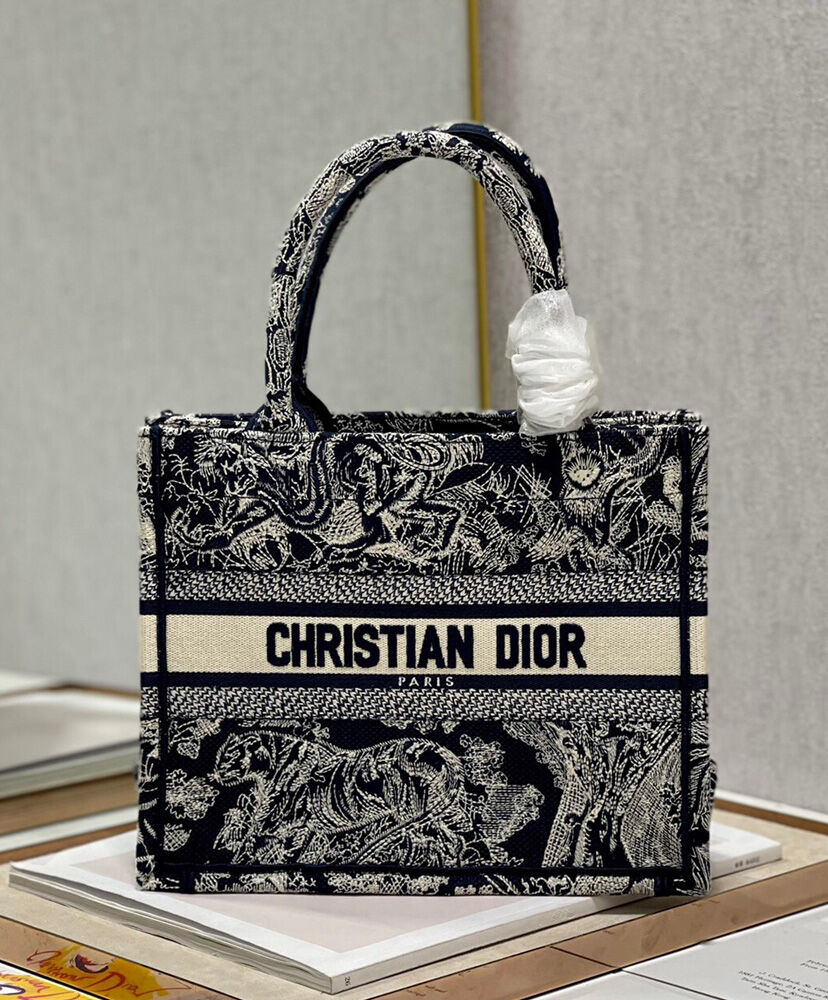 Christian Dior Small Dior Book Tote Dark Blue