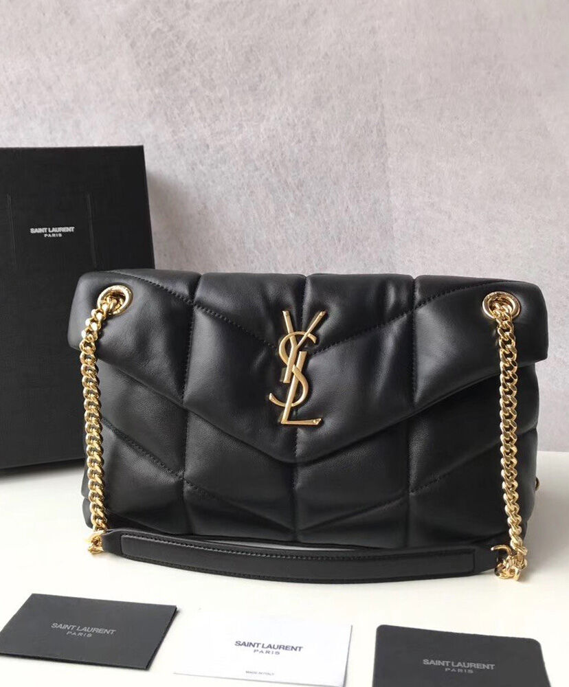 Saint Laurent Loulou Puffer Small Bag In Quilted Lambskin Black