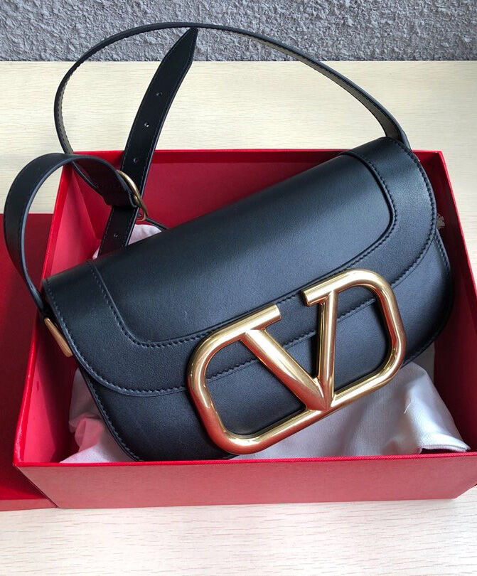 Valentino Garavani Supervee Calfskin Crossbody Bag Black