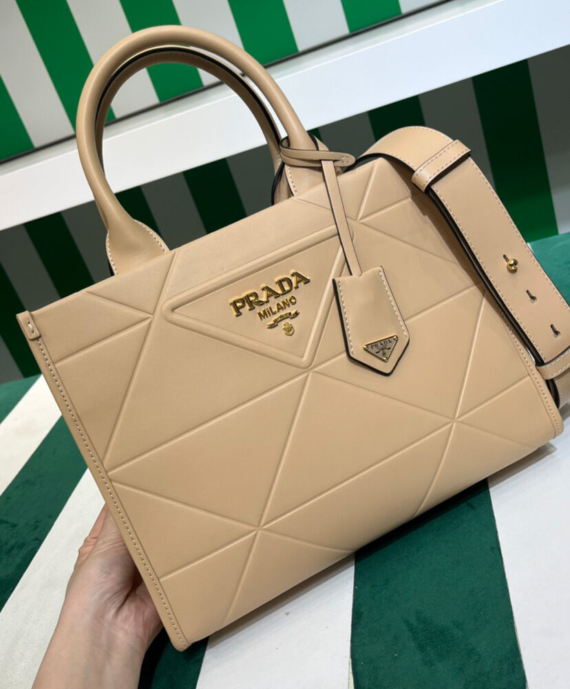 Prada Small leather Prada Symbole Bag With Topstitching 1BA379 Apricot