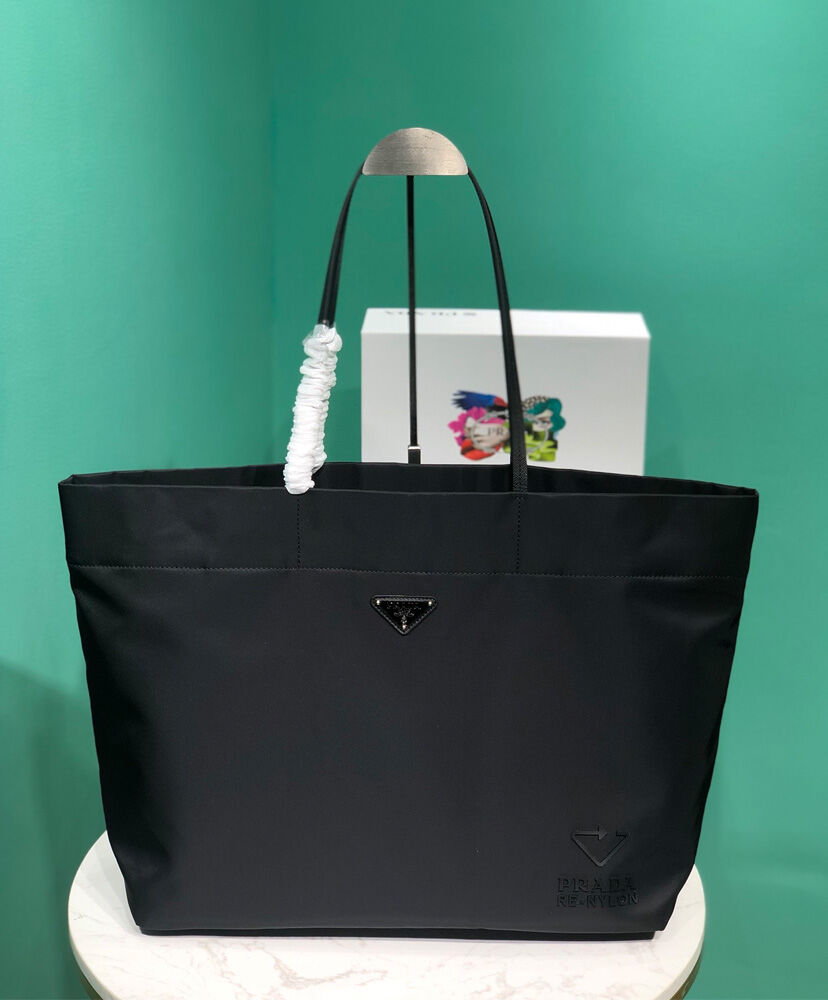 Prada Recycled Nylon Medium Tote Bag Black