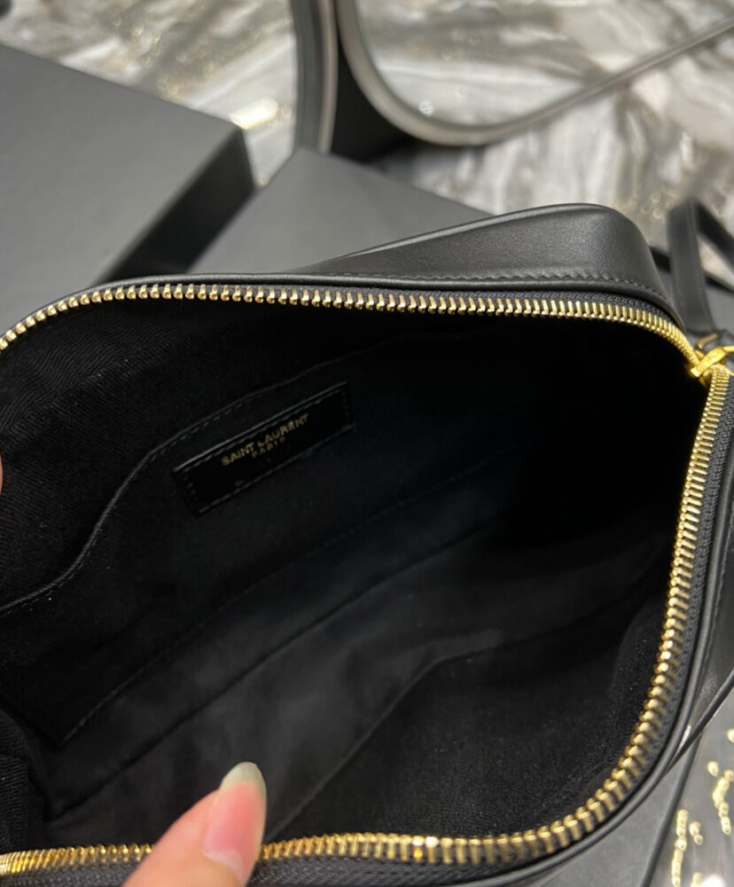 Saint Laurent Lou Camera Bag In Canvas And Smooth Leather Cream