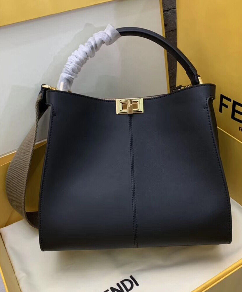 Fendi Peekaboo X-lite Medium Leather Bag Black