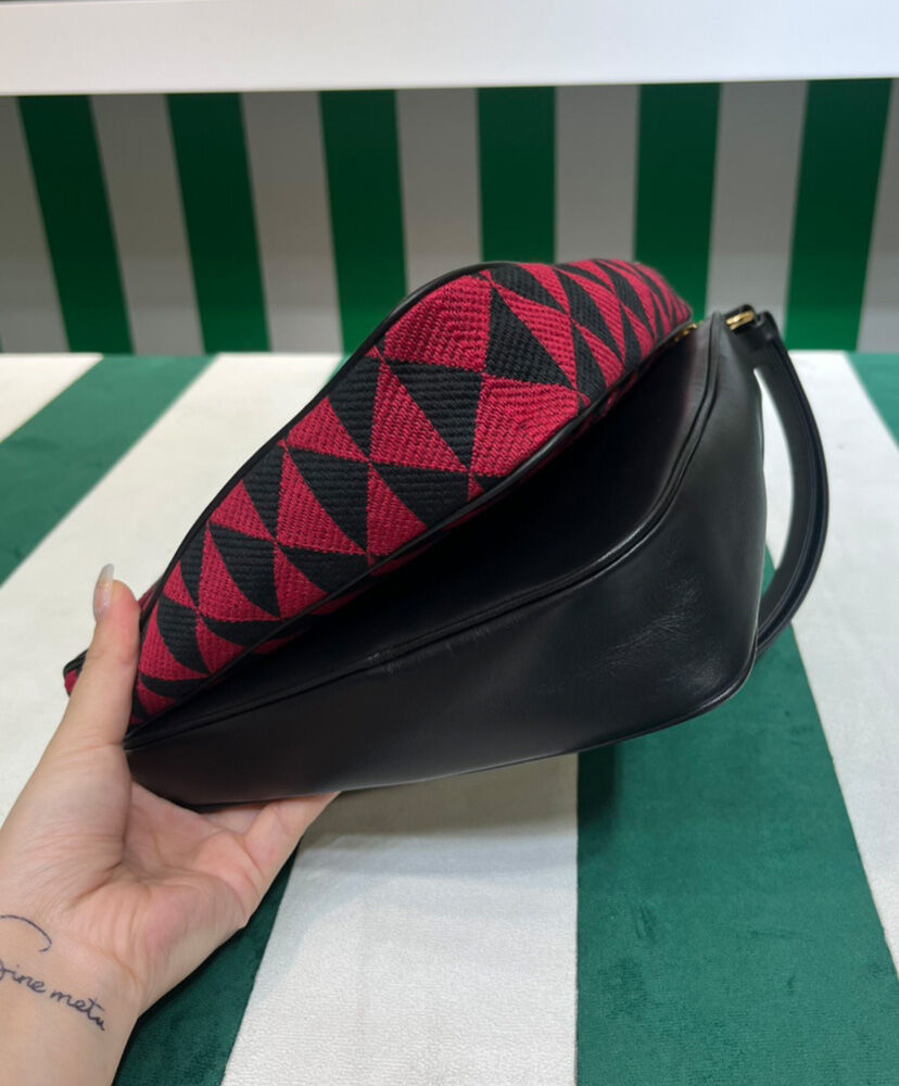 Prada Symbole Leather And Fabric Mini Bag 1BC176 Red