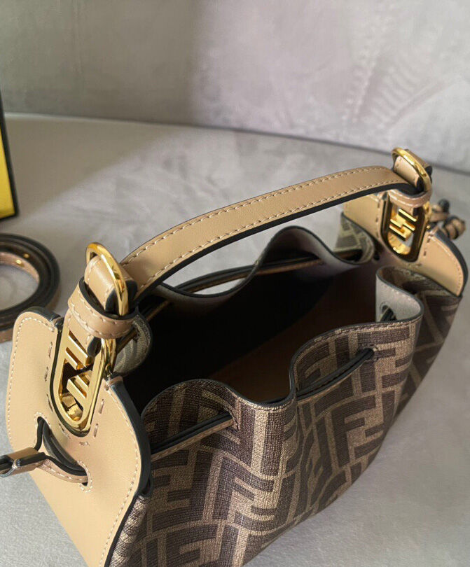 Fendi Pomodorino FF Fabric Mini Bag 8BS059 Coffee