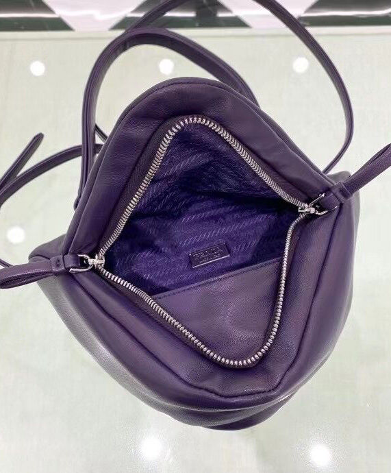 Prada Padded Nappa Leather Handbag 1BA315 Purple