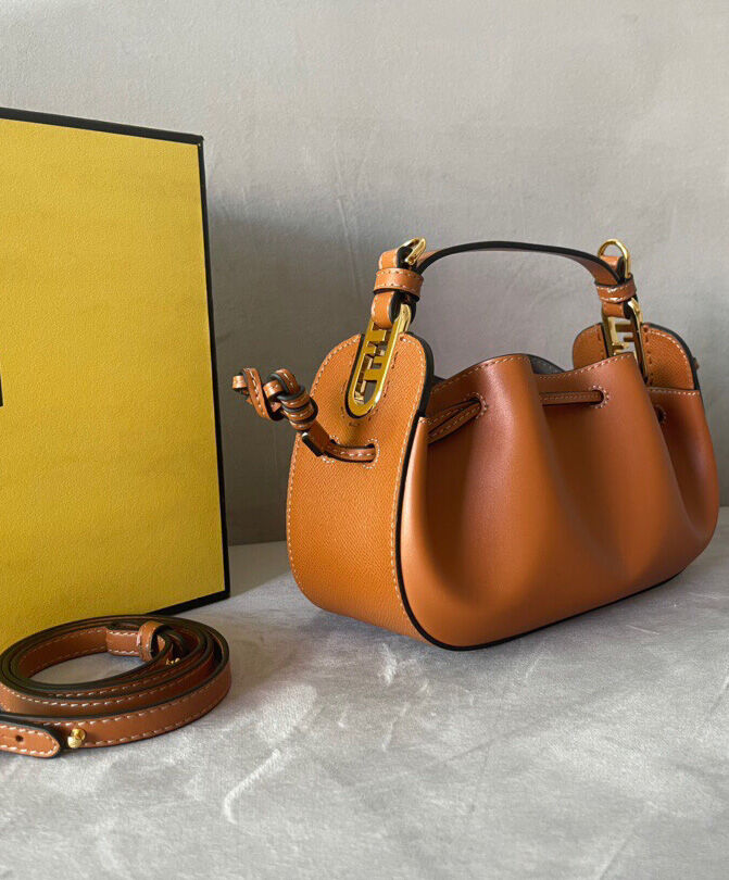 Fendi Pomodorino Leather Mini Bag 8BS059 Coffee