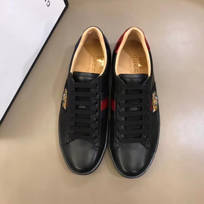 GUCCI TIGER ACE EMBROIDERED SNEAKER BLACK �C GC49