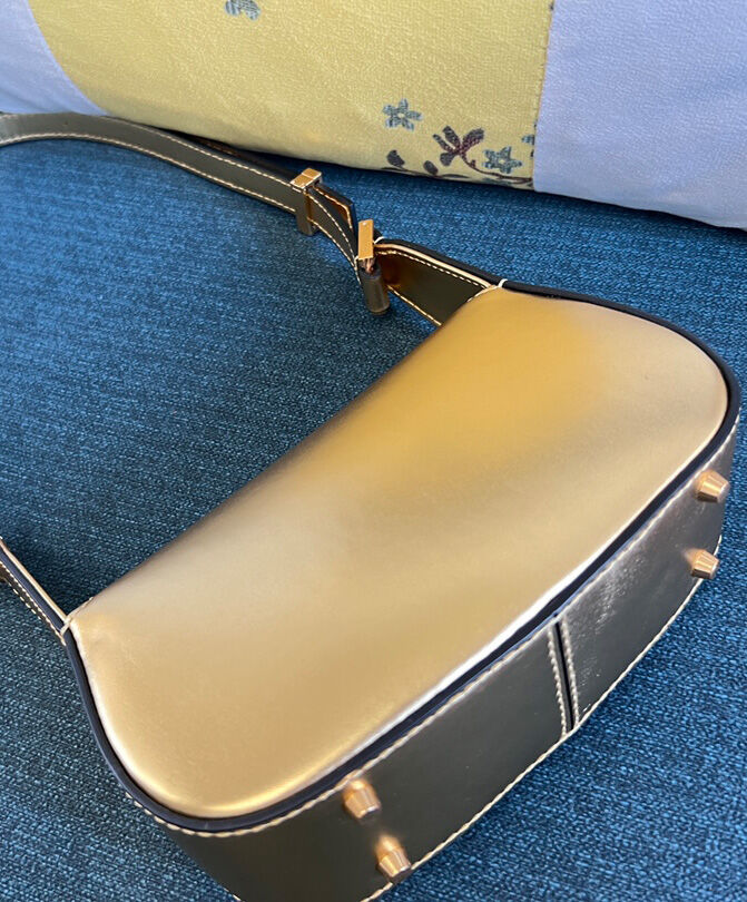 Valentino Vlogo Chain Small Laminated Nappa Shoulder Bag Golden