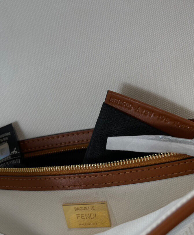 Fendi Baguette FF Canvas Bag 8BR600 Cream