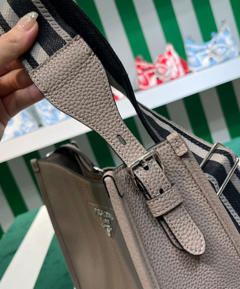 Prada Leather Hobo Bag 1BC073 Gray