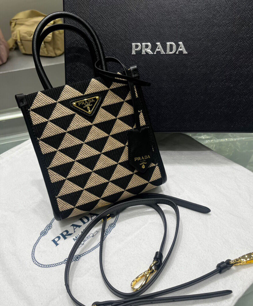 Prada Symbole Jacquard Fabric Micro Bag Black