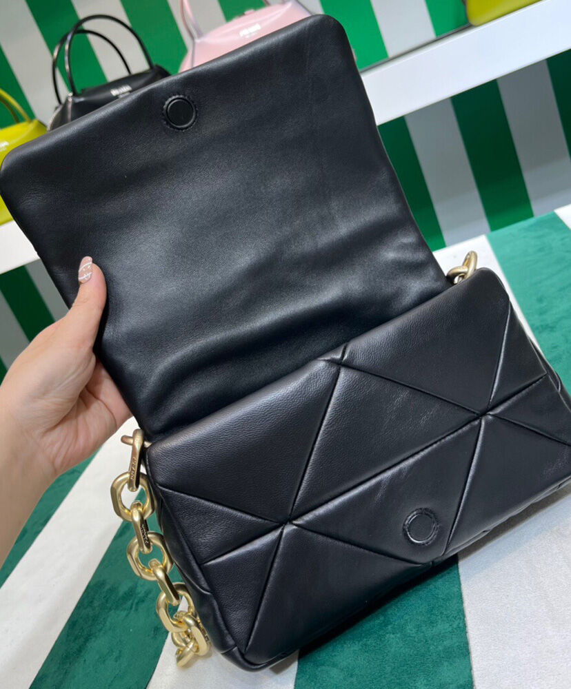 Prada System Nappa Patchwork Shoulder Bag 1BD328 Black