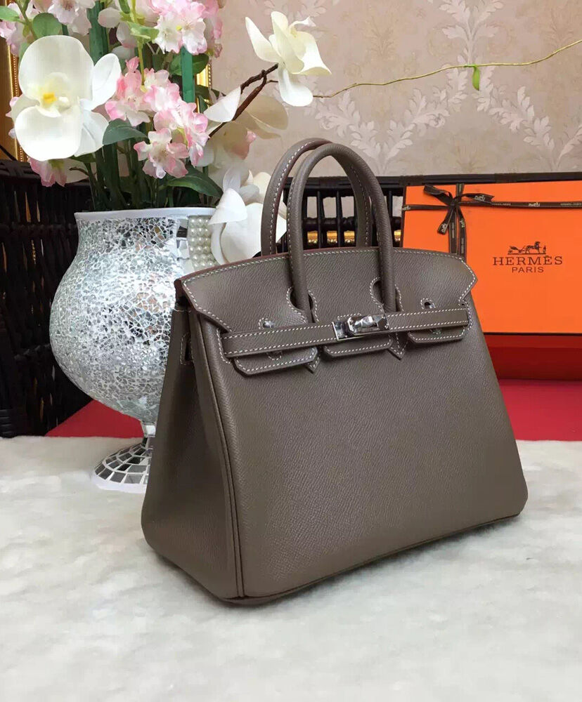 Hermes Birkin 25 Epsom Leather Paon Phw Gray