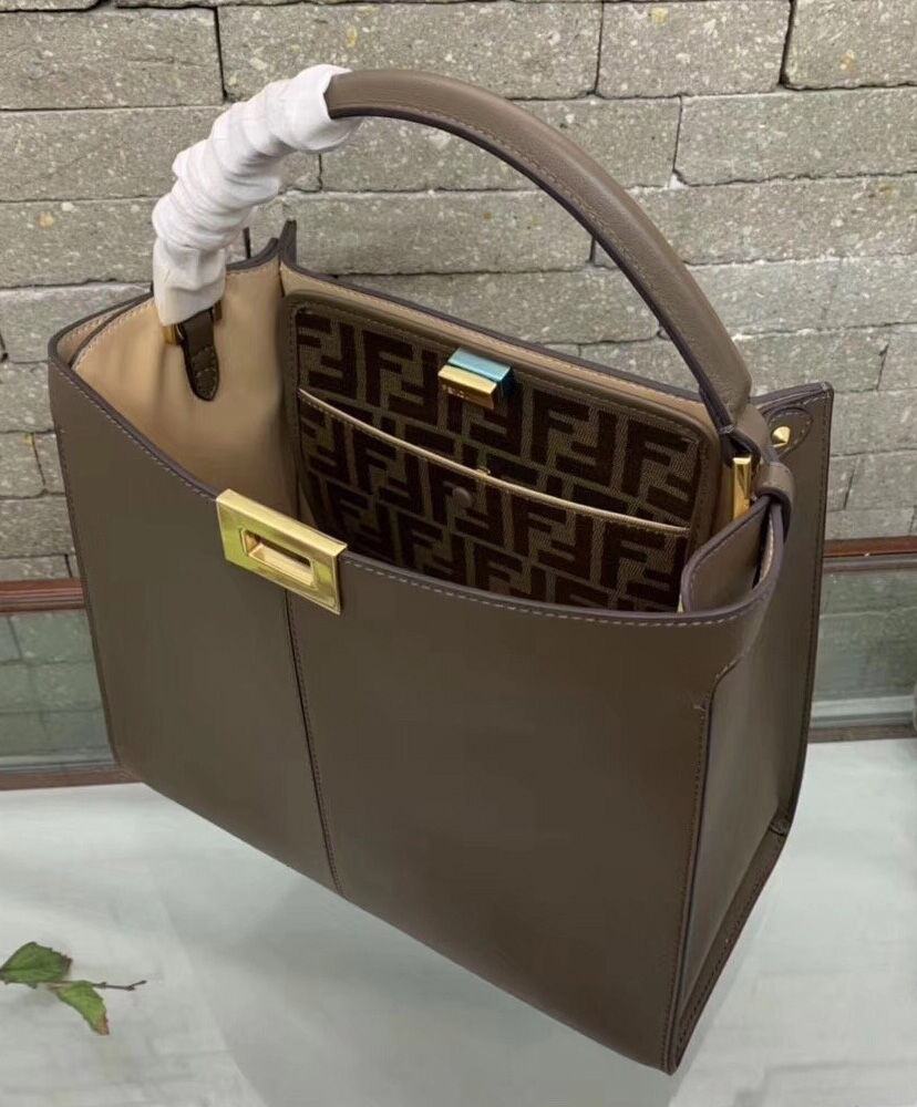 Fendi Peekaboo X-lite Medium Leather Bag Khaki