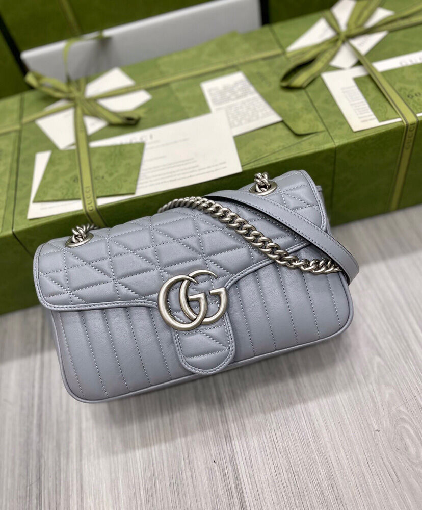 Gucci GG Marmont Small Shoulder Bag 443497 Gray