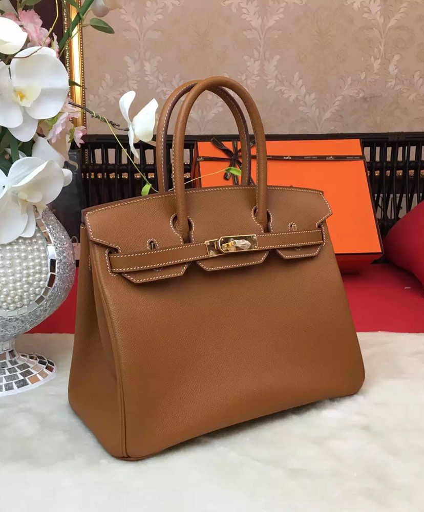 Hermes Birkin 35 Epsom Leather Paon Phw Light Coffee