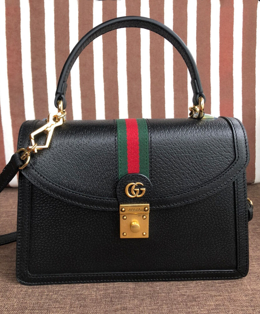 Gucci Ophidia Small Top Handle Bag With Web 652683 Black