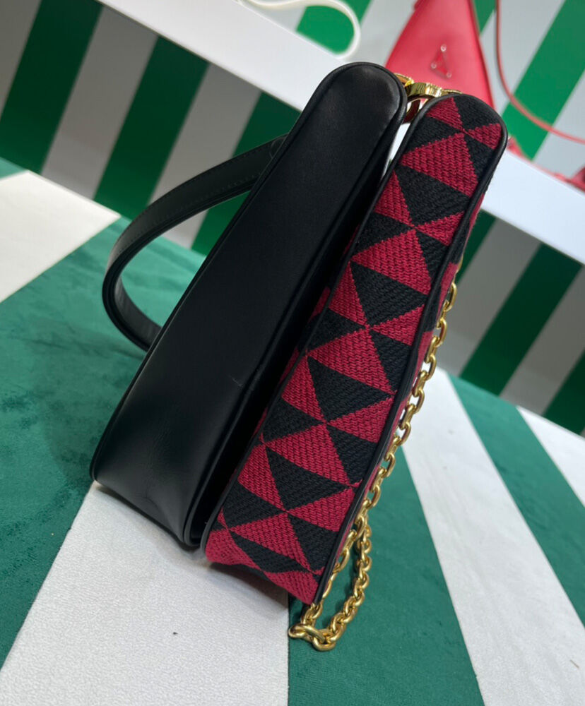 Prada Symbole Leather And Fabric Mini Bag 1BC176 Red