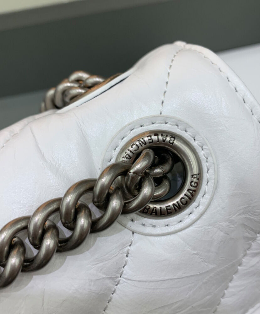 Balenciaga Crush Small Chain Bag Quilted Cream