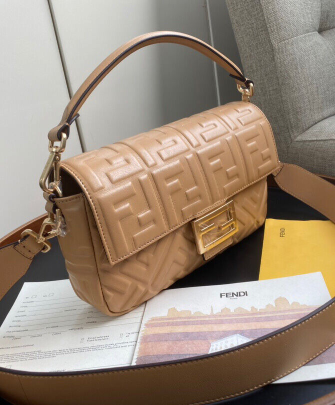 Fendi Baguette Leather Bag 8BR600 Apricot