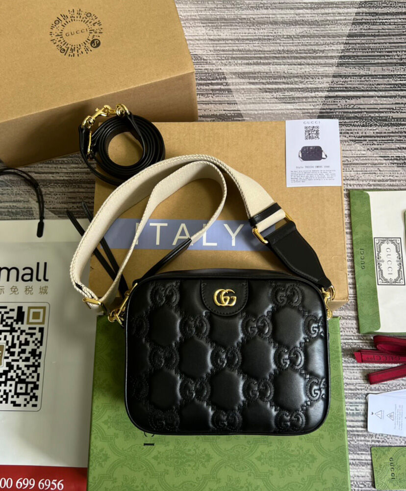 Gucci GG Matelasse Leather Shoulder Bag 702234 Black