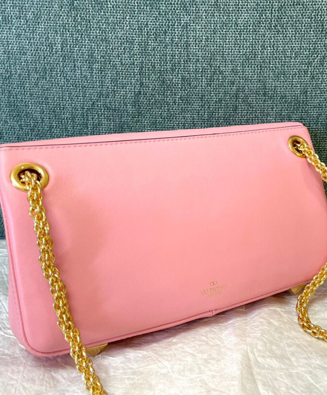Valentino Stud Sign Nappa Shoulder Bag Pink