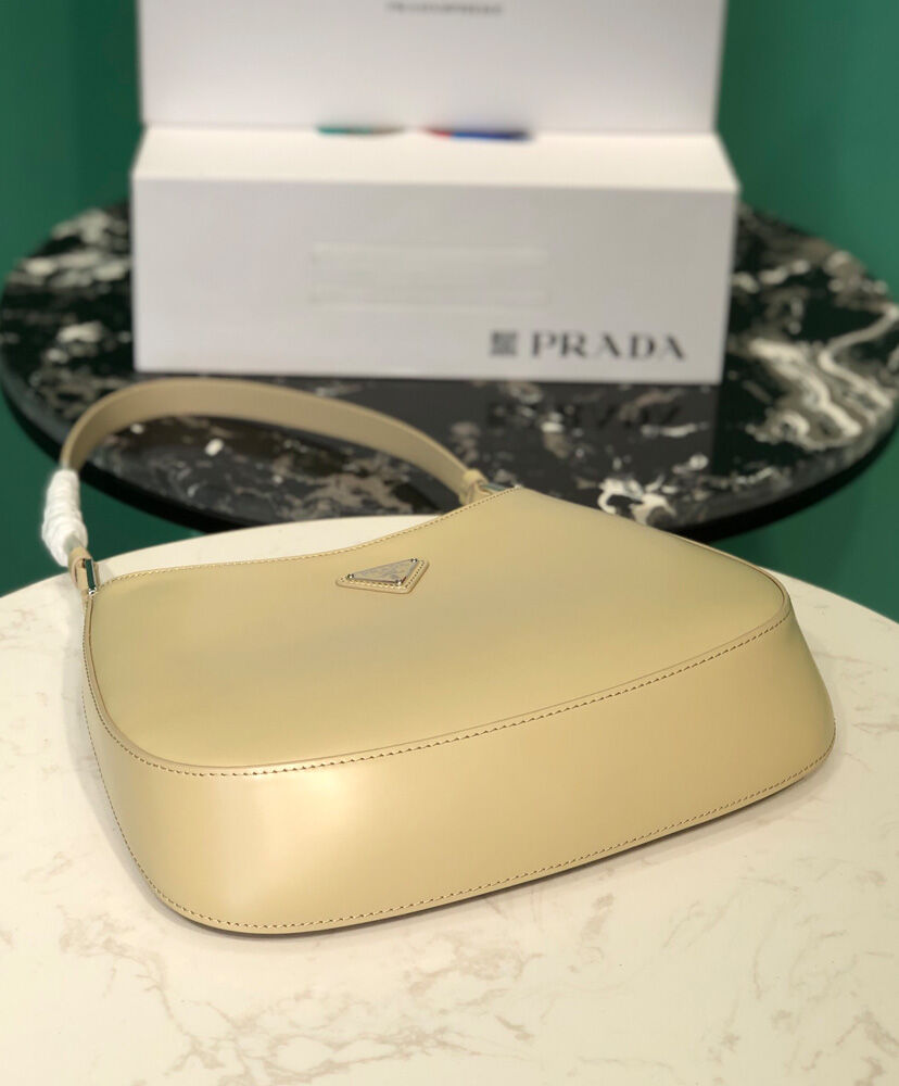 Prada Cleo Brushed Leather Shoulder Bag 1BC499 Apricot