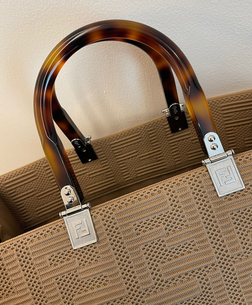 Fendi Sunshine Medium FF Fabric Shopper Gray