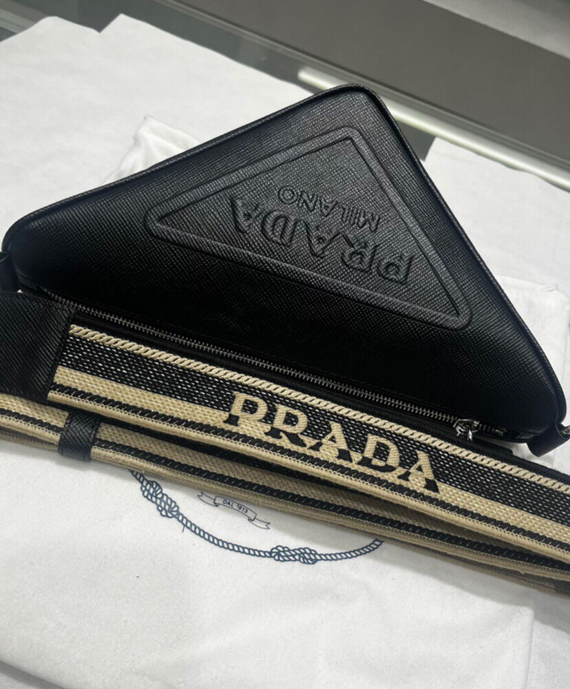 Prada Saffiano Triangle Bag Black