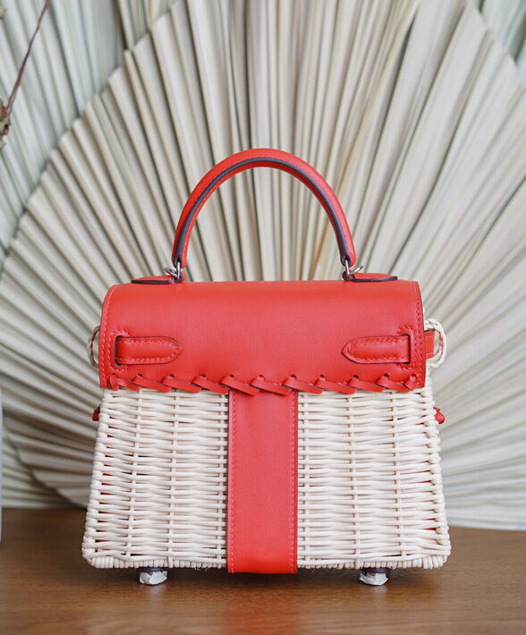 Hermes Kelly Picnic Mini Osier / Swift Vert Verone Red