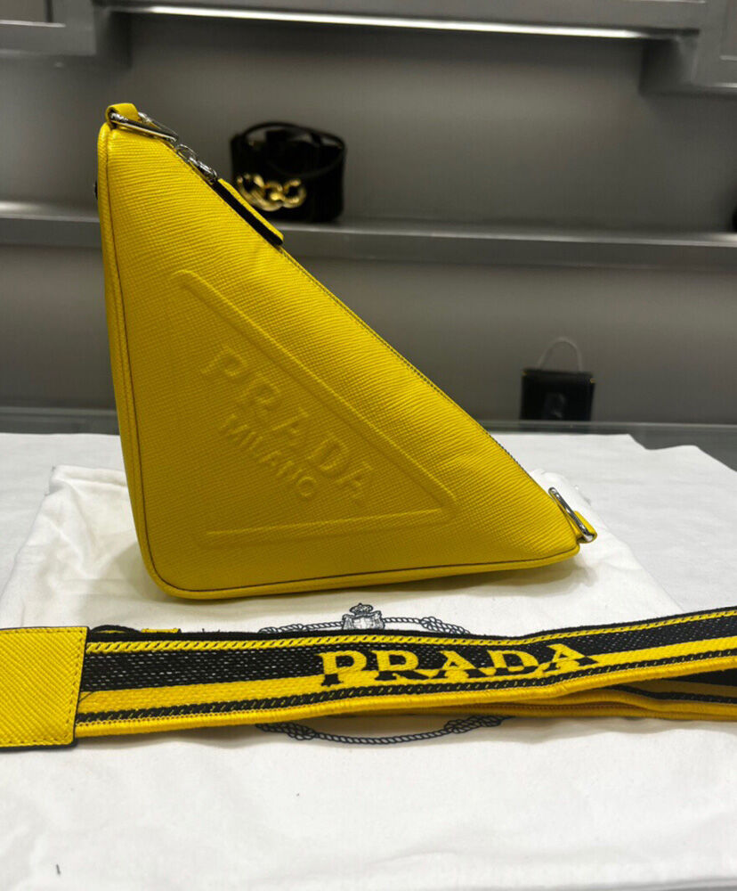 Prada Saffiano Triangle Bag Yellow