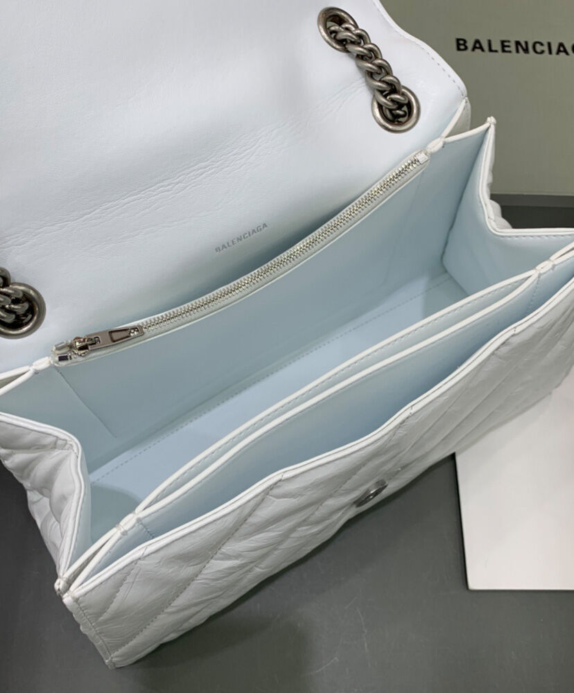 Balenciaga Crush Medium Chain Bag Quilted Cream