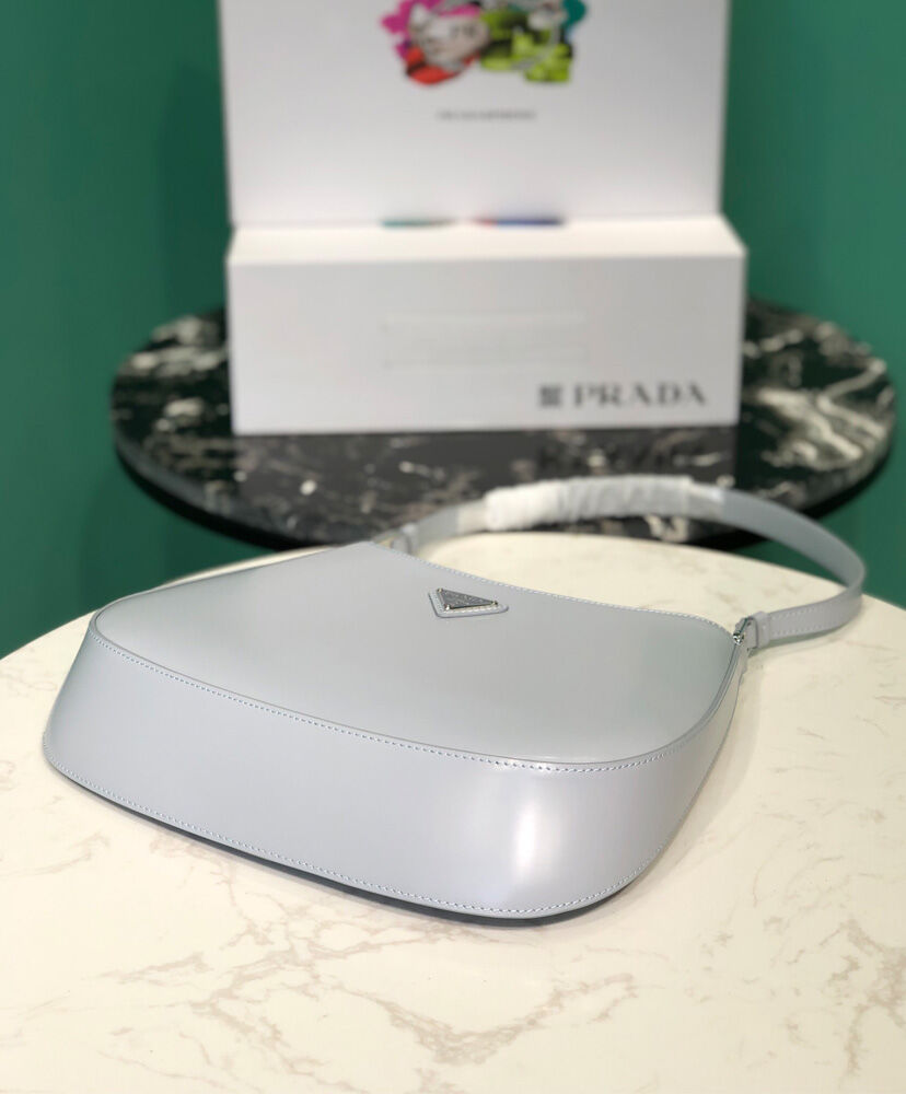 Prada Cleo Brushed Leather Shoulder Bag 1BC499  White