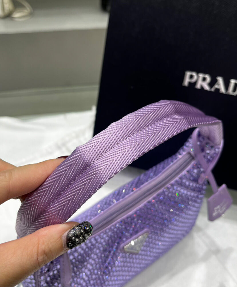 Prada Satin Mini-bag With Artificial Crystals Purple